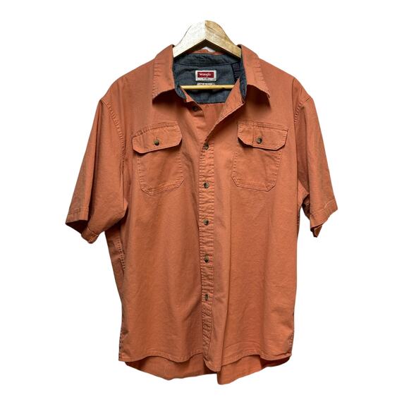 Wranglers Flex Comfort Orange Men's XL‎ Short Sleeve Button Down - Picture 1 of 8